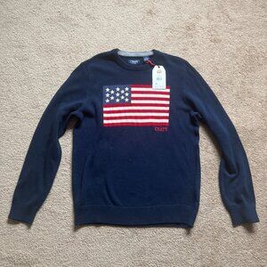 Chaps Navy American Flag Sweater Mens Large NWT